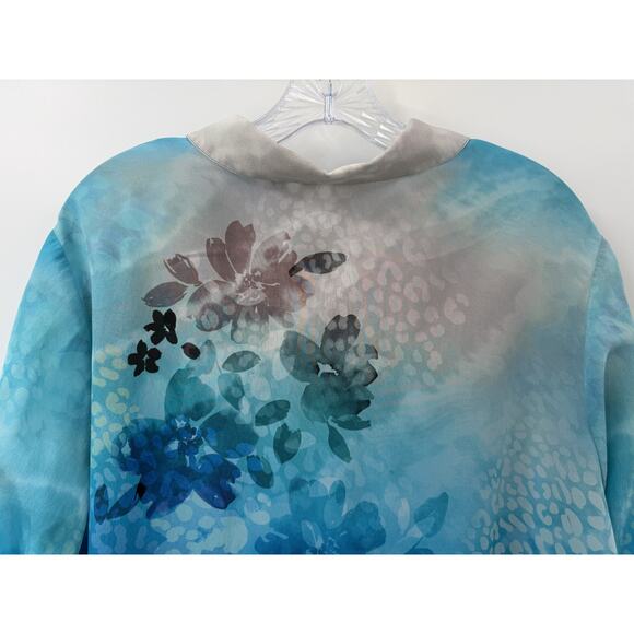 Soft Surroundings Long Sleeve Jolene Silk Watercolor Floral Blouse Sz 1X EUC - Picture 8 of 8